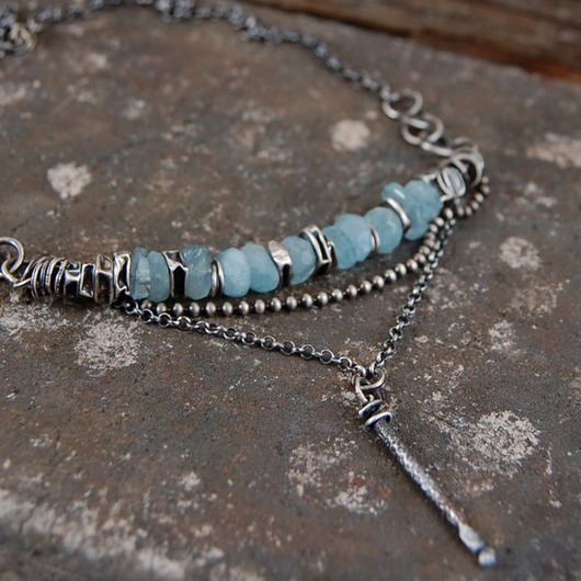 srebrne naszyjniki Akwamaryn - naszyjnik