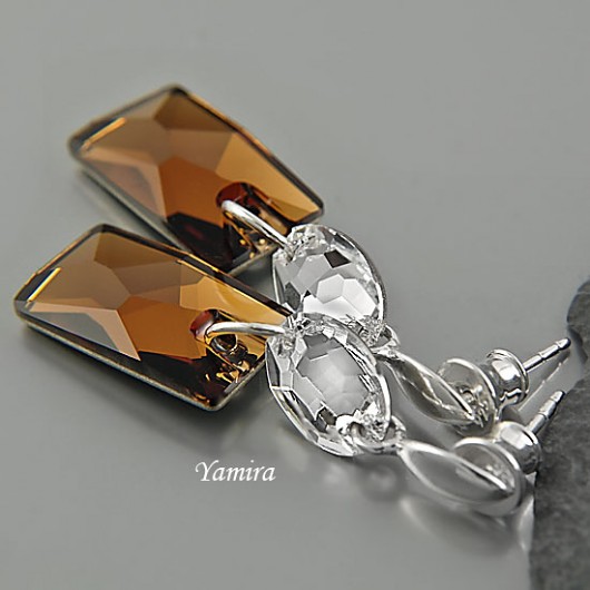 kryształ Swarovski Smoked Topaz Crystal - kolczyki yamira