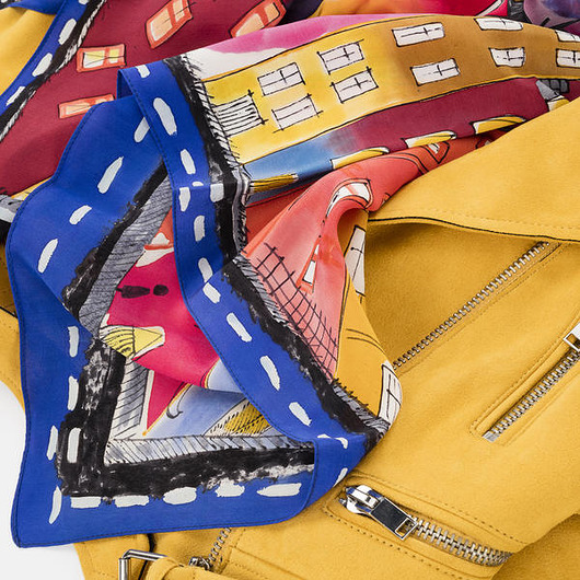 apaszki Jedwabna Apaszka - Gawroszka Fioletowe Kamieniczki