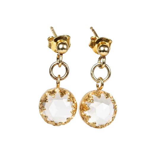 Biżuteria ślubna Kolczyki złote wiszące sztyfty Princess kryształem górskim