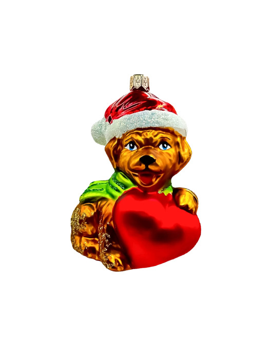 ozdoby choinkowe Bombka choinkowa: Świąteczny piesek z sercem