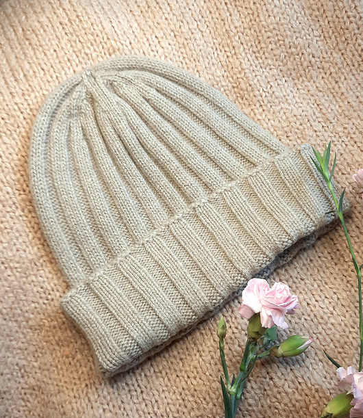 czapki damskie Czapka z kaszmiru100% mankietowa beżowa kaszmirowa czapka w prążki