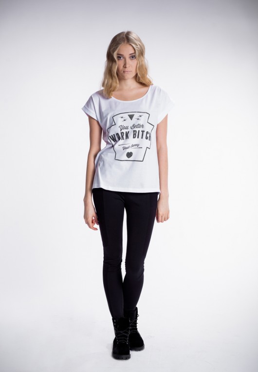 T shirt z printem WORK BITCH od YB M/L deleted_12136308