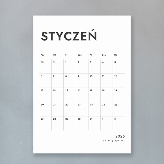 kalendarze i plannery Karty kalendarza 2025 A3 PL - zestaw