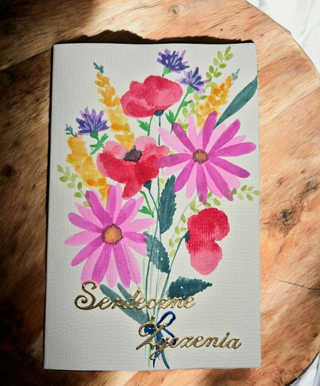 kartki scrapbooking Kartka okolicznościowa ręcznie malowana na Dzień Babci i Dzień Dziadka