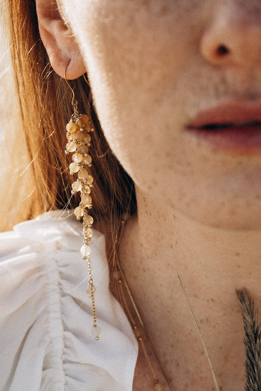 kolczyki z kamieniami Kolczyki gronka z cytrynu