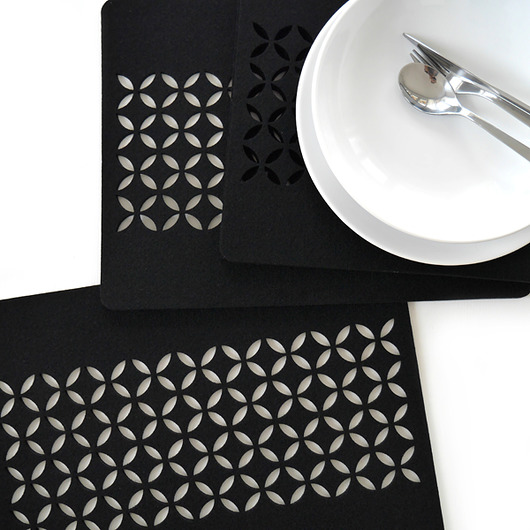 podkładki do kuchni Podkładki pod talerze, ryż-kwiat, pół, cz,4s