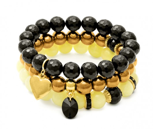 Onyx, jade & hematite with pendants. Lavoga