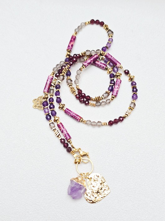 naszyjniki - inne Naszyjnik  z Ametystowym  Akcentem