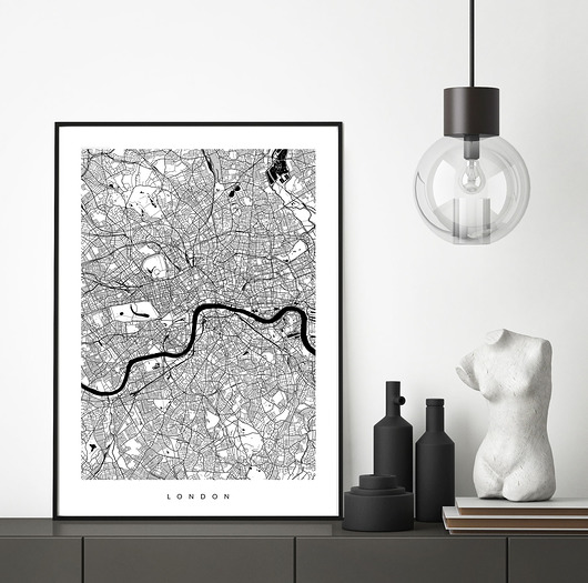 Londyn - plakat z mapą Londynu - prezent PLAKATY GEOMETRYCZNE
