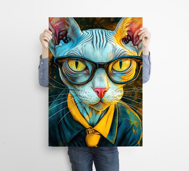 plakaty Hipsterski Kot Gustaw - grafika na plakacie