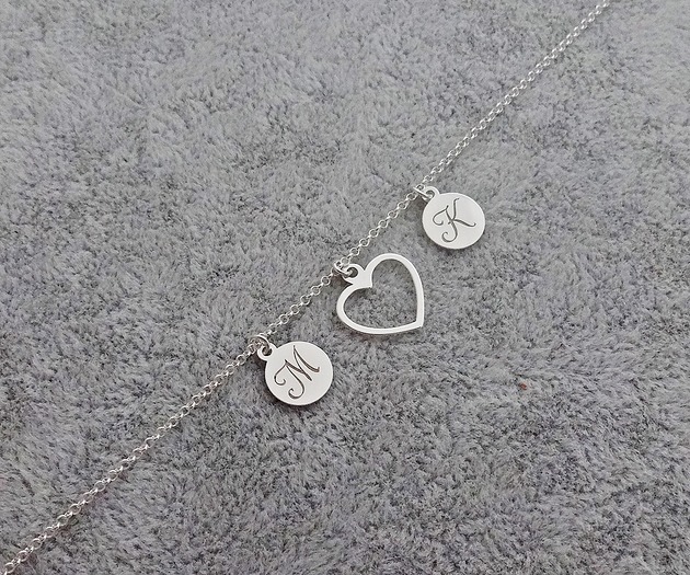 Bransoletka Personalizowana Dwie Literki Serce Loa Jewellery