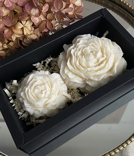 świeczniki i świece Zestaw prezentowy świece ekologiczne sojowe dekoracyjne "Peony Queen"