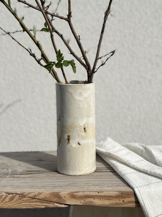 wazony Ceramiczny Wąski Mały Wazon Biały Earth Tones