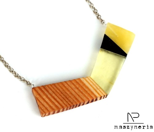 Wood&Amber Naszyjnik Futurystyczny Maszyneria