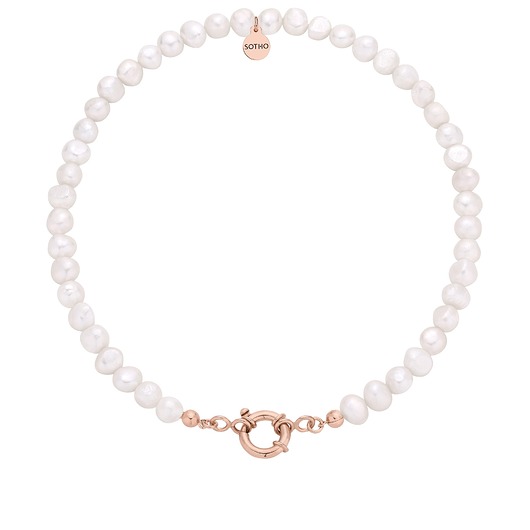 złote naszyjniki Naszyjnik z pereł naturalnych z ozdobnym zapięciem z różowego złota