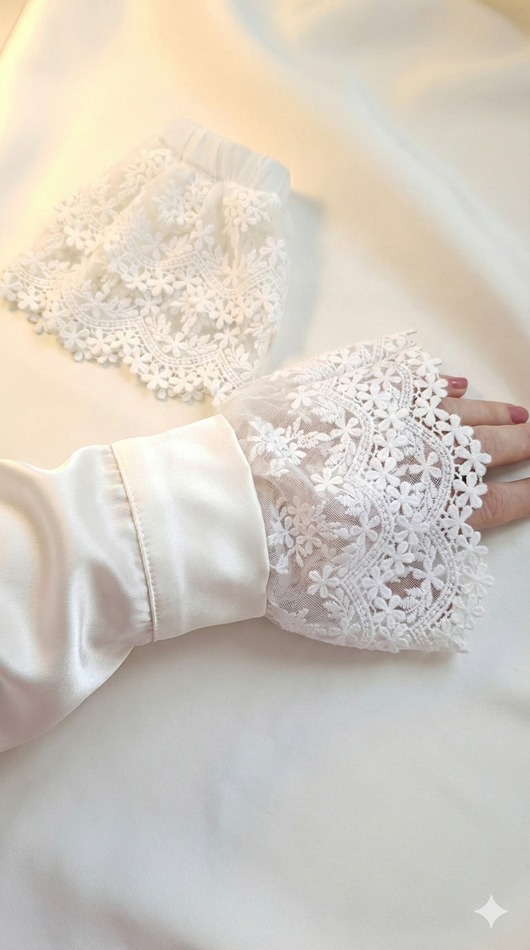 Akcesoria pozostałe Mankiet mankiety do koszuli marynarki swetra koronkowe ecru