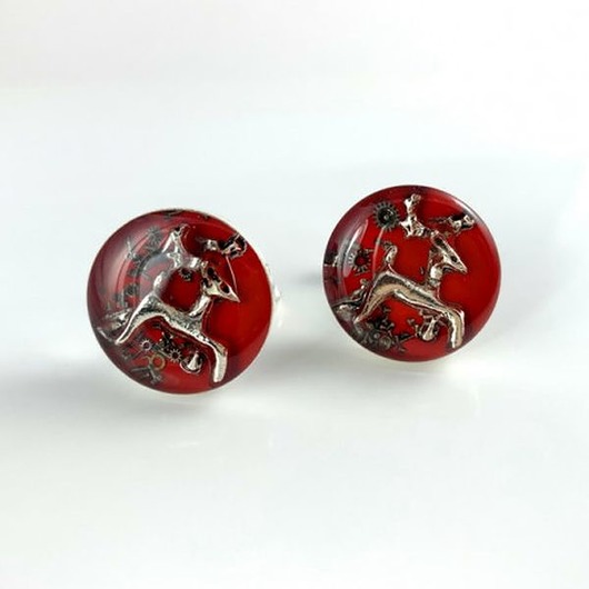 spinki do mankietów Spinki - JELONKI - Czerwone - dla Łowcy