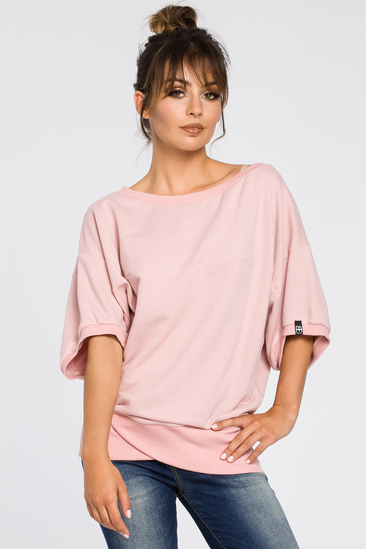 Oversizowa bluza - pudrowa(B-048) Be