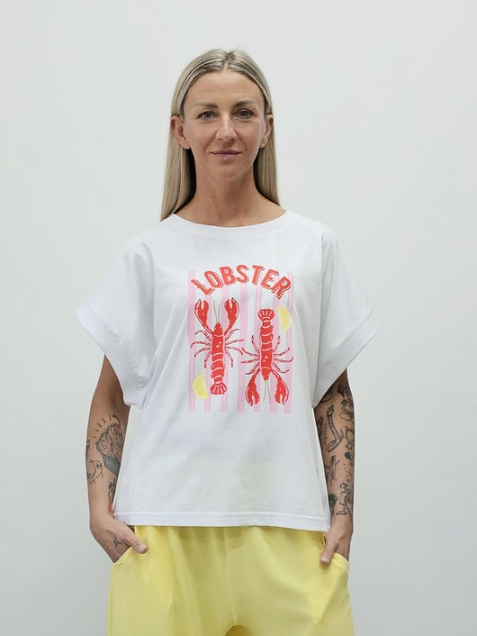 t-shirt damskie Bawełniany bezrękawnik z nadrukiem - Lobster