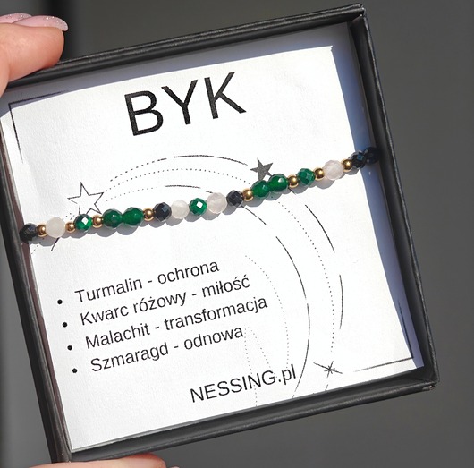 bransoletki z kamieni naturalnych BYK bransoletka zodiakalna na gumce