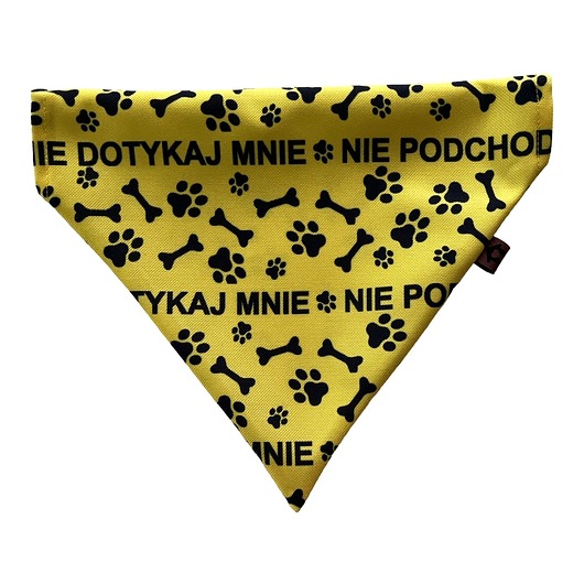 ubranka dla zwierząt Żółta bandana dla psa Nie dotykaj!