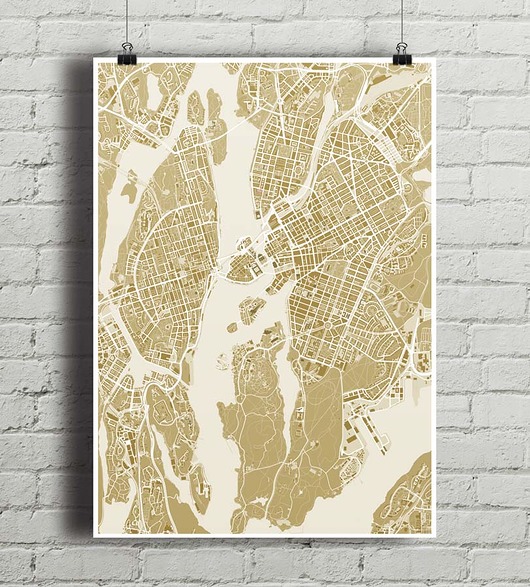 Sztokholm - plakat kartograficzny minimalmill