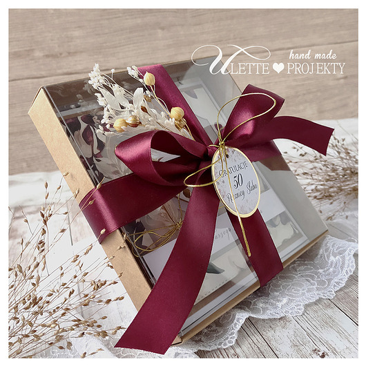kartki scrapbooking Kartka 50 rocznica ślubu z kopertą na pieniądze w pudełku