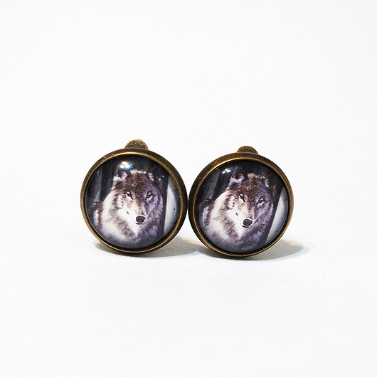 klipsy Klipsy - Szary wilk - brąz, małe