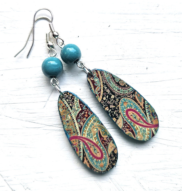 kolczyki drewniane Trele morele