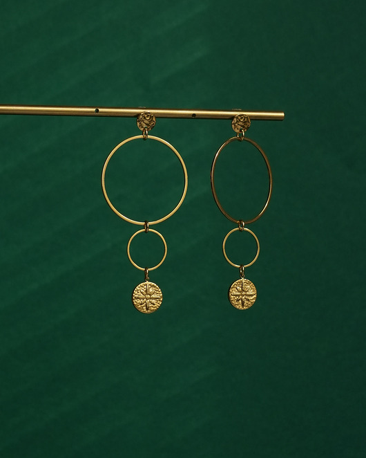 kolczyki pozłacane Duże złote kolczyki geometryczne z gwiazdą