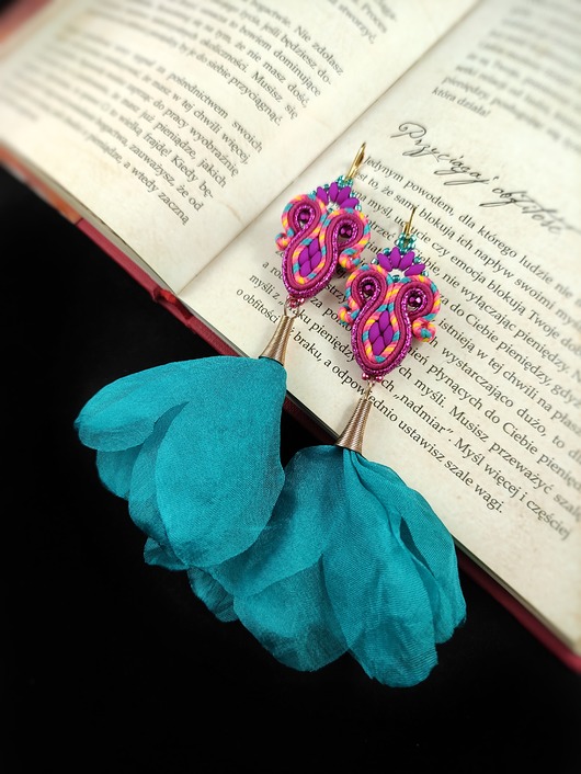 kolczyki soutache Kolczyki Sutasz Little One Kwiaty Tropikalne