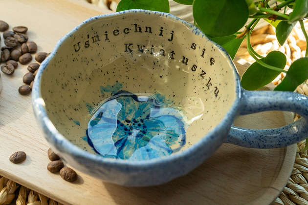 filiżanki Filiżanka ceramiczna handmade z napisem