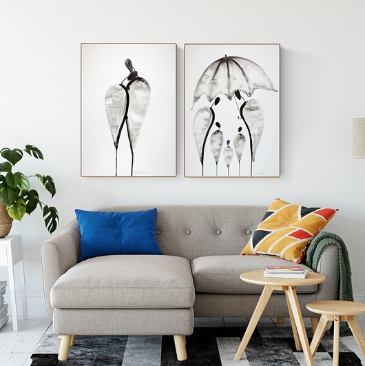 Zestaw 2 obrazów 50 x 70 cm malowany ręcznie Krystyna Siwek Art