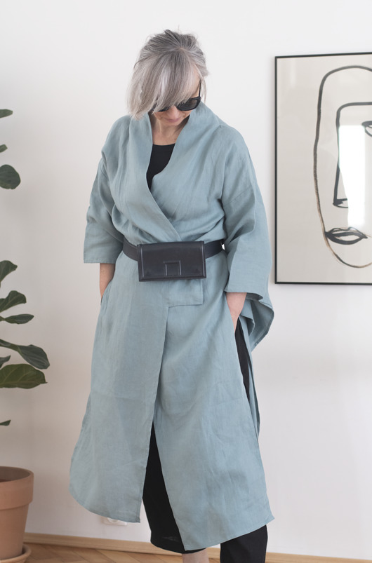 sukienki maxi damskie Lniane kimono long 100% LEN