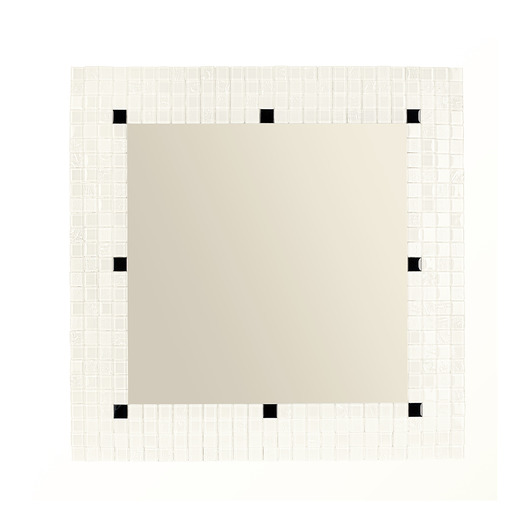 lustra stojące i wiszące Lustro białe kwadrat, lustro ścienne biała rama mozaika szklana, do łazienki