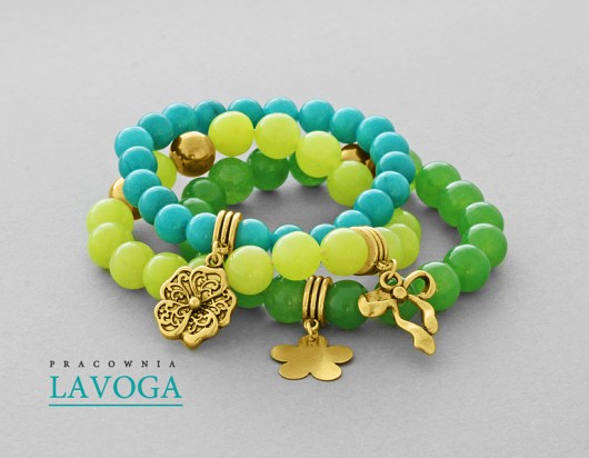 Turquoise, lime & green jade set. Lavoga
