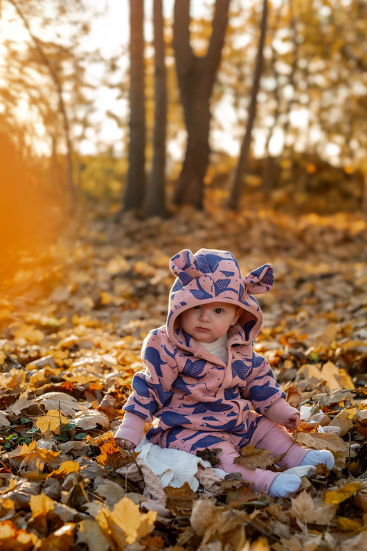 kombinezony dla niemowlaka Kombinezon Uszaty Gąski na Różu