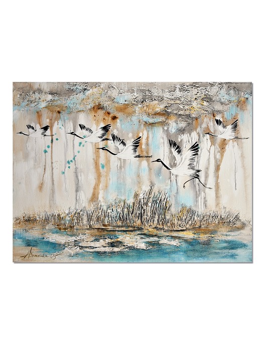 obrazy Żurawie 24 ptaki obraz do salonu malowany na płótnie