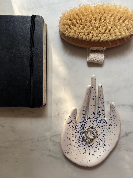 pojemniki na biżuterię Ceramiczna Łapka Handmade Talerzyk na Biżuterię Niebieskie Ciapki