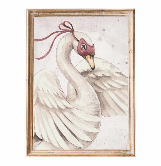obrazy i plakaty do pokoju dziecięcego Plakat na ścianę łabędź w masce - Swan Vintage