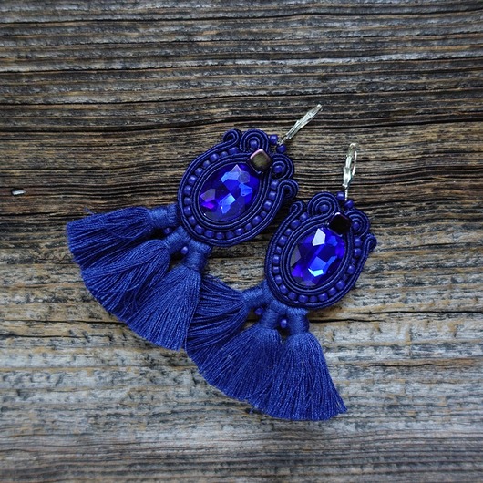 kolczyki soutache Granatowe kolczyki soutache