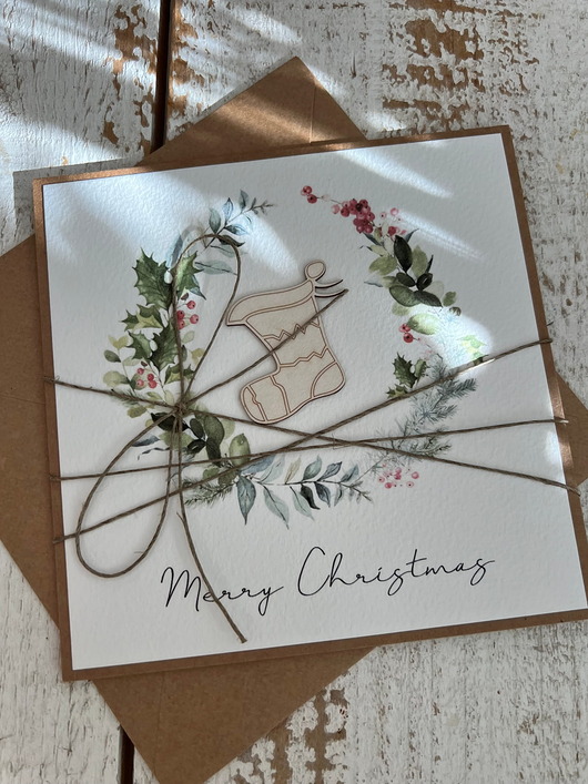 kartki świąteczne Stylowa ręcznie robiona kartka świąteczna Merry Christmas card