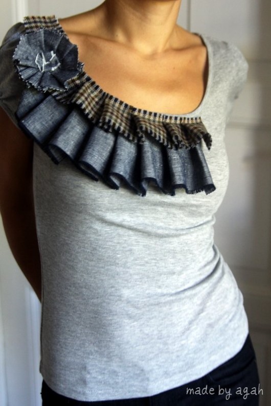 36 Denim & Tweed Ruffle z broszką made by agah