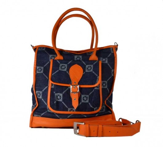 Torebka - Jeans & Orange Leather Kat of Colours