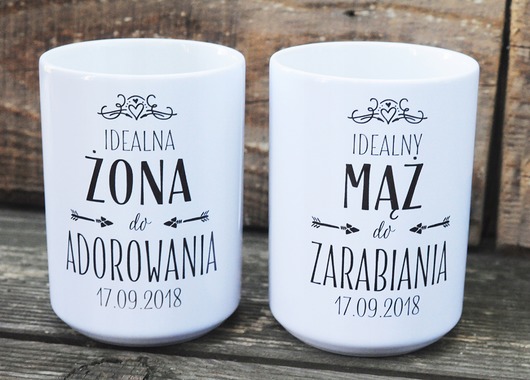 kubki Idealny mąż żona, kubki z datą, personalizacja