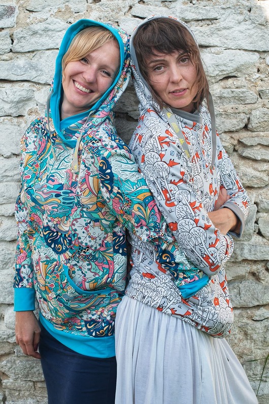 bluza z kapturem damska Bluza kangurka "Submarine" z turkusem