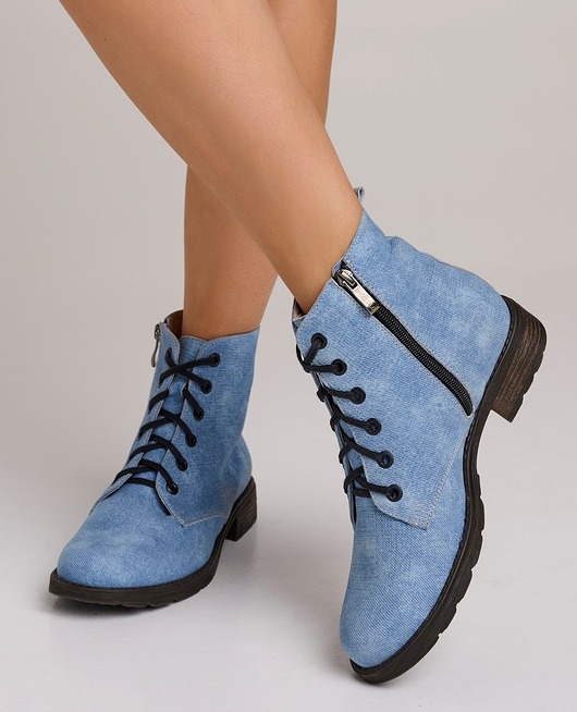 botki damskie Botki skórzane styl jeans (6667)