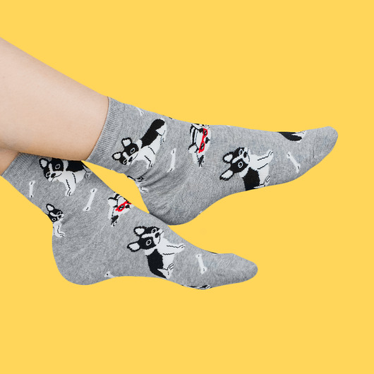 skarpetki damskie Skarpetki w psy z buldogiem francuskim