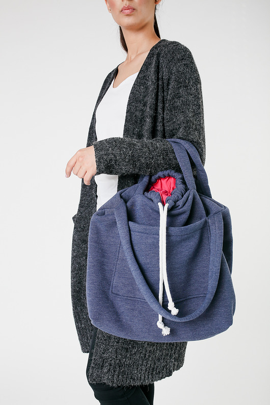 torby XXL Torba dzianinowa jeansowo-malinowa